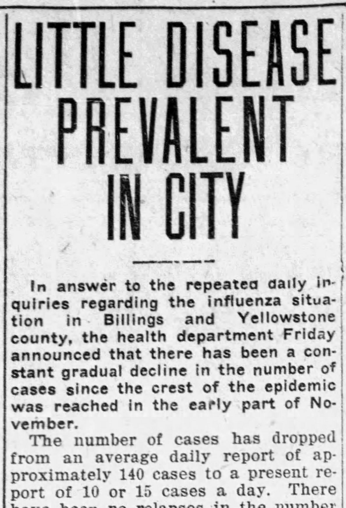 Little disease prevalent in city